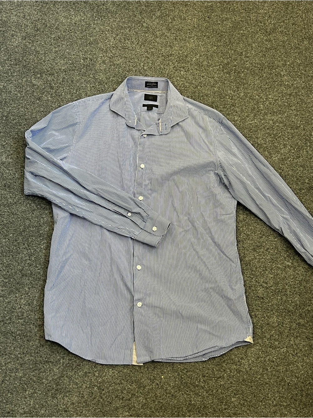 Banana Republic Men’s Long Sleeve Button-Up Shirt, Blue w/ White Stripes, Large